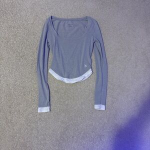 Urban Outfitters Gray and White Long Sleeve Top